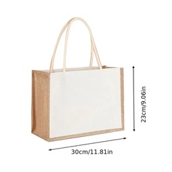 AQ07772 Jüt Çanta Boş Beyazlatılmamış Büyük 30x23x15cm  Yeniden Kullanılabilir 1 Adet
