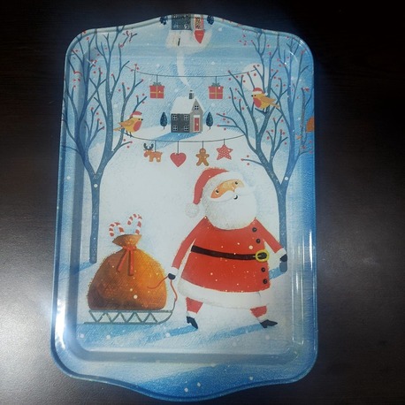 D1913BMTP79 Yeni Yıl Büyük Metal Tepsi 33x22cm Merry Christmas Noel