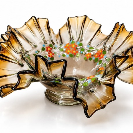 1722ALUKSMAR Vintage Lokumluk Şekerlik Sunum Tabak Marul Cam Tealight Mumluk 1 Adet