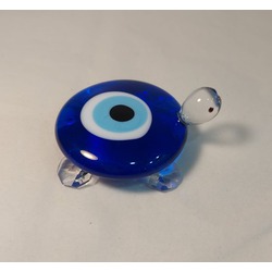 9213 El Yapımı Cam Mavi Nazar Boncuk Nazarlı Kaplumbağa 5x7x2cm Tekli Biblo 