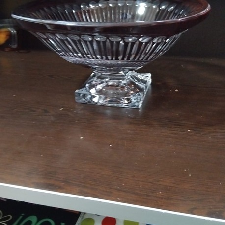 1838B183115042026 H.16,5 cm..çap.31cm kristal meyvelik kase ayaklı Mürdüm