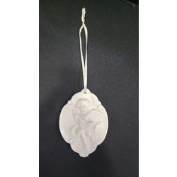 10293 Dekoratif Müzisyen Beyaz Melek Asmalık Porselen 10x7x2cm 1 Adet