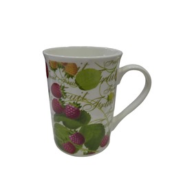 FRU-WCUP-10CM. Üzerinde Meyve Yaprak Tasarımı Olan Beyaz Bir Kahve Kupa 10cm