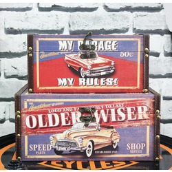 GP-2995 Giftpoint Ahşap Kutu My Garage 2'li Set Ofis Hobi Hediyelik Depolama Sandık