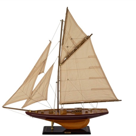 P402.133587 Kahverengi Ahşap Krem Yelkenli Dek Obje 74x11x77cm Dekorasyon > Dekoratif Ürün