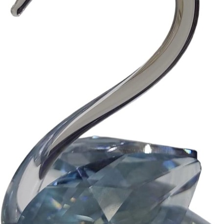 KKMKKCEYTB Küçük Mavi Kuğu Kristal Cam El Yapımı 8x9cm Tekli Biblo