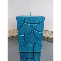 TQQZV Yükseklik 12cm Genişlik 8x8cm Gerçek Kare Mum Fitilli Desenli 1 Adet