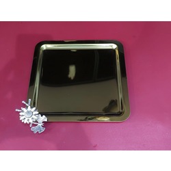 ASO-012-G Papatya Kare Tepsi Altın Renk Metal 22x22cm 1 Adet