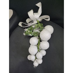 B966945 Dekor Yılbaşı Süs Simli Üzüm Model Gümüş Renk 25cm 1 Adet