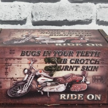 KGP-2990 Giftpoint Ahşap Kutu Motorcycle Ofis Hobi Hediyelik Depolama Sandık Küçük