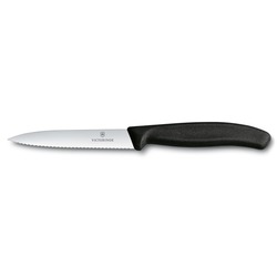 VT 6.7733 Victorinox Mutfak SwissClassic 10cm Tırtıklı Soyma Bıçağı Siyah Sivri