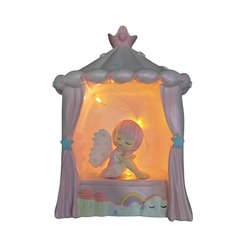 1006-7 Giftpoint Işıklı Pilli Pembe Melek Odasında Biblo Poliserin Hediyelik Sevimli Çocuk