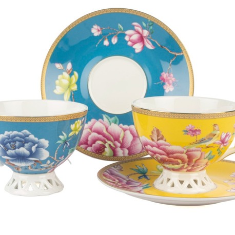 P405.141223 Verona 2li Sarı Mavi Çay Fincan Seti 200ml Butik Mutfak