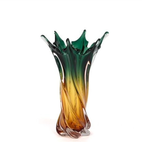 P400.130814 Amber Yeşil Kıvrımlı Vazo 24x36cm Dekorasyon > Dekoratif Ürünler