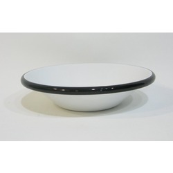 22.EMY.KS17.3 Emaye 17cm İç Dış Beyaz , Siyah Kase Yükseklik 5cm 1 Adet