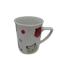 KEDKAFKU Cats By LYN Kupa Cat Pati Kafa Kırmızı  Kedi 200cc Porselen Beyaz Tekli
