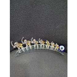 3900-A Eğik Plakada Amber Filler 22cm Cam El Yapım Hediyelik 1 Adet