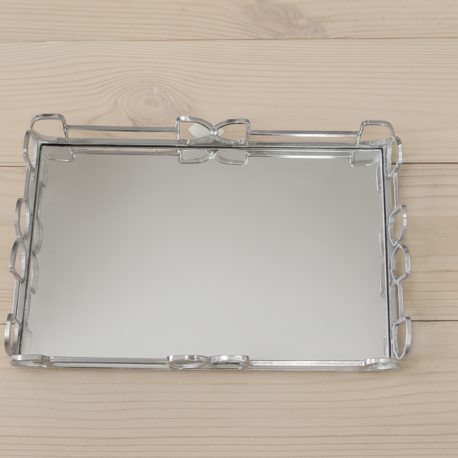 HA63.873044 30x20x4cm Lüks Aynalı Metal Krom Tepsi – Dekoratif Şık Tasarım – Modern