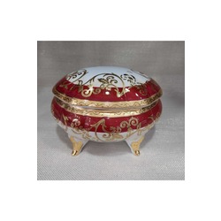 Beyaz Kırmızı Gold Çiçekli Fransız Limoges Porselen Şekerlik 20x16cm , yükseklik 13 cm 