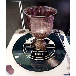 P147.865872 Cam Kupa Vazo Desenli Rose Ayaklı Çiçeklik Nostalji Yar Aşk Zalim 1 Adet