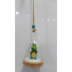 A2339456 Cam Fanus 9cm Çılgın Küre Hediyelik Asmalık İpli Özel Tasarım Yeşil Hayvan 1 Adet