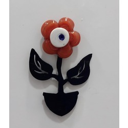 D9QW38S65 Magnet Metal Cam Çiçek Siyah 7x5cm Dekoratif Sanat Dekor 1 Adet