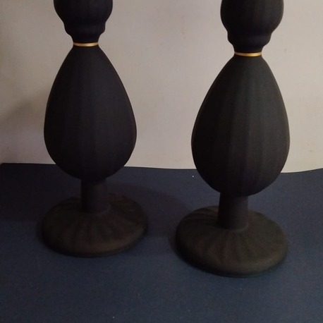 A449753945 2'li Siyah Cam Mumluk İtalyan Alt Çap 11cm Üst Çap 10cm Yükseklik 30cm