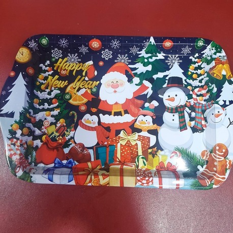 D1320E975321099 Küçük Yılbaşı Temalı Özel Tasarımlı Metal Servis Tepsi Christmas Ev Sofra