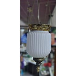 A032100 Sarı Pirinç Cam Avize Çap 15cm Yükseklik 65cm Sarkıtmalı 1 Adet
