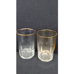 A420805 8cm Şeffaf Gold Cam Kahve Yanı Bardak 2'li Glorius Glass Iconic Altın Yaldızlı