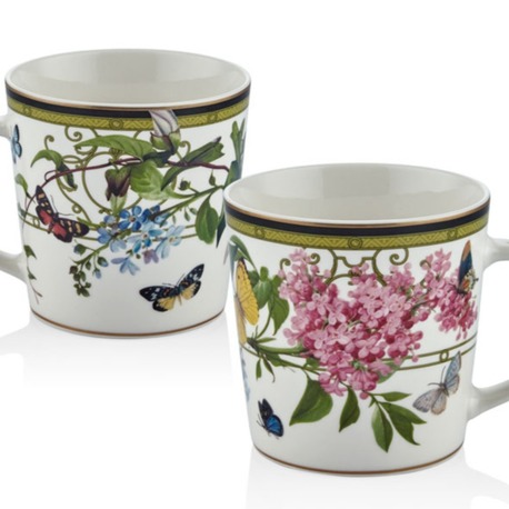 1BSF-1242MG Muse Garden 2'li Kupa Set 9,5x9,6cm Çiçek Kelebek Porselen