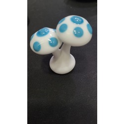 A0029213577 Cam El Yapım Mantar Mavi Beyaz Zanaat 5cm Mini Sevimli 1 Adet