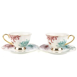 P038.801566 Fleur Beyaz 2'li Çay Fincan Set 200cc Mutfak Dekorasyon 4 Parça Servis