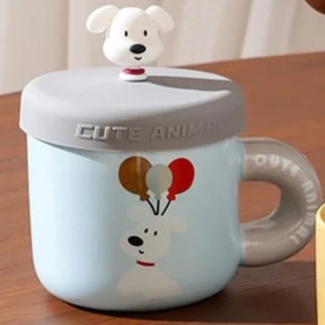 BGP-4359 Porselen Kupa Kapaklı Köpek Figürlü Cute Animal Balon 1 Adet
