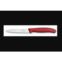 VT 6.7731 Victorinox Mutfak SwissClassic 10cm Tırtıklı Soyma Bıçağı Kırmızı Sivri