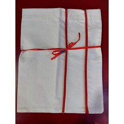 F01GUBGR Gabardin Kumaş Nazar Boncuklu Bez Kese Bağ Detaylı El Yapım 39x30cm 1 Adet