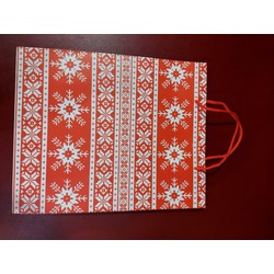 SVR-5286 Yılbaşı Noel Yeni Yıl Christmas Karton Poşet Kırmızı Kar Taneli Orta Boy 1 Adet
