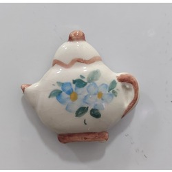 B33420648 El Yapım Çiçekli Servis Demlik Magnet Seramik Sanat Krem Concept 1 Adet