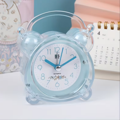 QG676560 Mavi RUISUNG Minimalist Kristal Alarm Saat Şeffaf Plastik