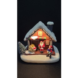 21-0411 Yılbaşı Süs Işıklı Wireless Poliresin 13x11x7cm Noel Baba 