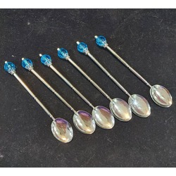 6MTGRMCK 6'lı Mavi Taşlı Gümüş Renk Metal Çay Kaşığı