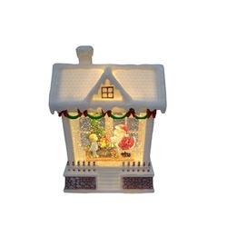 110-0002 Yılbaşı Aksesuar Simli Kar , poliserin , Işıklı Ev Biblo içi hareketli 20cm