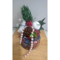 A005JXG7B Çap 10cm Yükseklik 15cm Yılbaşı Noel Masaüstü Süs 1 Adet