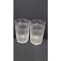 A83624 8cm 2'li Bohemia Kristal Cam Bardak Kahve Yanı Şeffaf Desenli Rus Tarz
