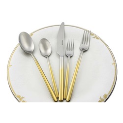 P050.372972 Dolce Gold 30 Parça Çatal Kaşık Bıçak Set Sofra Mutfak Paslanmaz Çelik