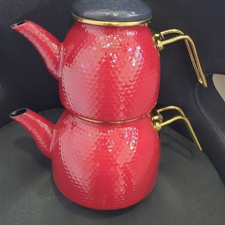 A55CYD014422 Red Teapot Dot Emaye Çaydanlık Kırmızı 2100ml