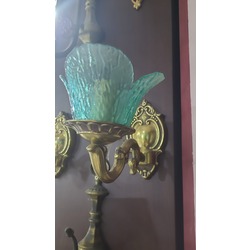 A69499 Cam Metal Aplik Gold Yeşil 23x25cm Duvar Lamba Özel Camlı 1 Adet