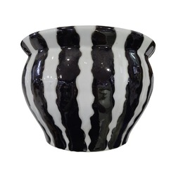 AP.269.897088 Benim Evim Siyah Beyaz Vazo Saksı  36cm ağız , 24cm taban , 27cm yüksekli
