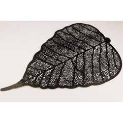 P191.859369 Mikasa Siyah Metal Yaprak Duvar Süsü 80x50 cm Dekoratif Hediyelik Ev Yaşam