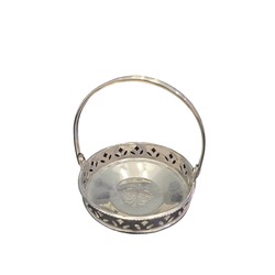 P137.834700 Metal Kendinden Çiçek Desenli Yuvarlak , Kulplu Şekerlik Küçük 1 Adet